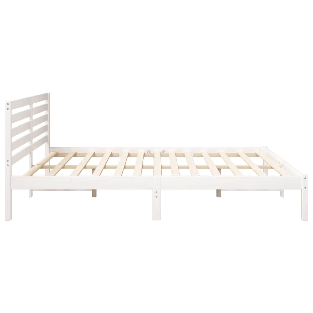 vidaXL Cadru de pat cu headboard Alb 200 x 200 cm Lemn masiv de pin vidaXL Cadru de pat cu headboard Alb 200 x 200 cm Lemn masiv de pin