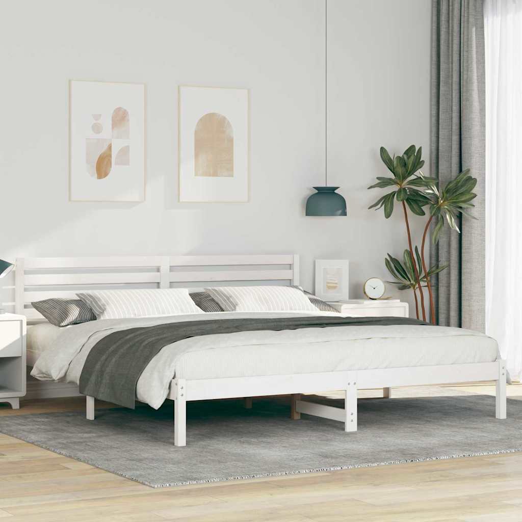 vidaXL Cadru de pat cu headboard Alb 200 x 200 cm Lemn masiv de pin vidaXL Cadru de pat cu headboard Alb 200 x 200 cm Lemn masiv de pin