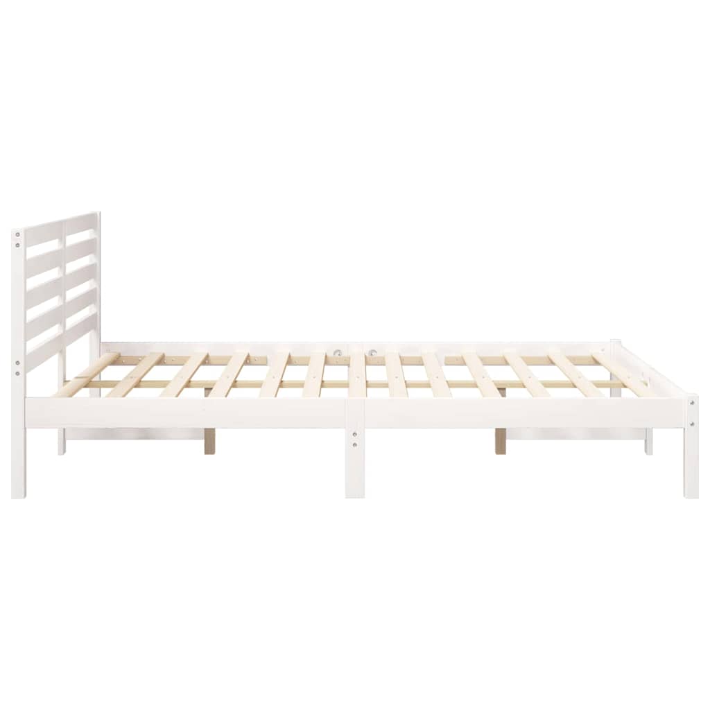 vidaXL Cadru de pat cu headboard Alb 160 x 200 cm Lemn masiv de pin vidaXL Cadru de pat cu headboard Alb 160 x 200 cm Lemn masiv de pin