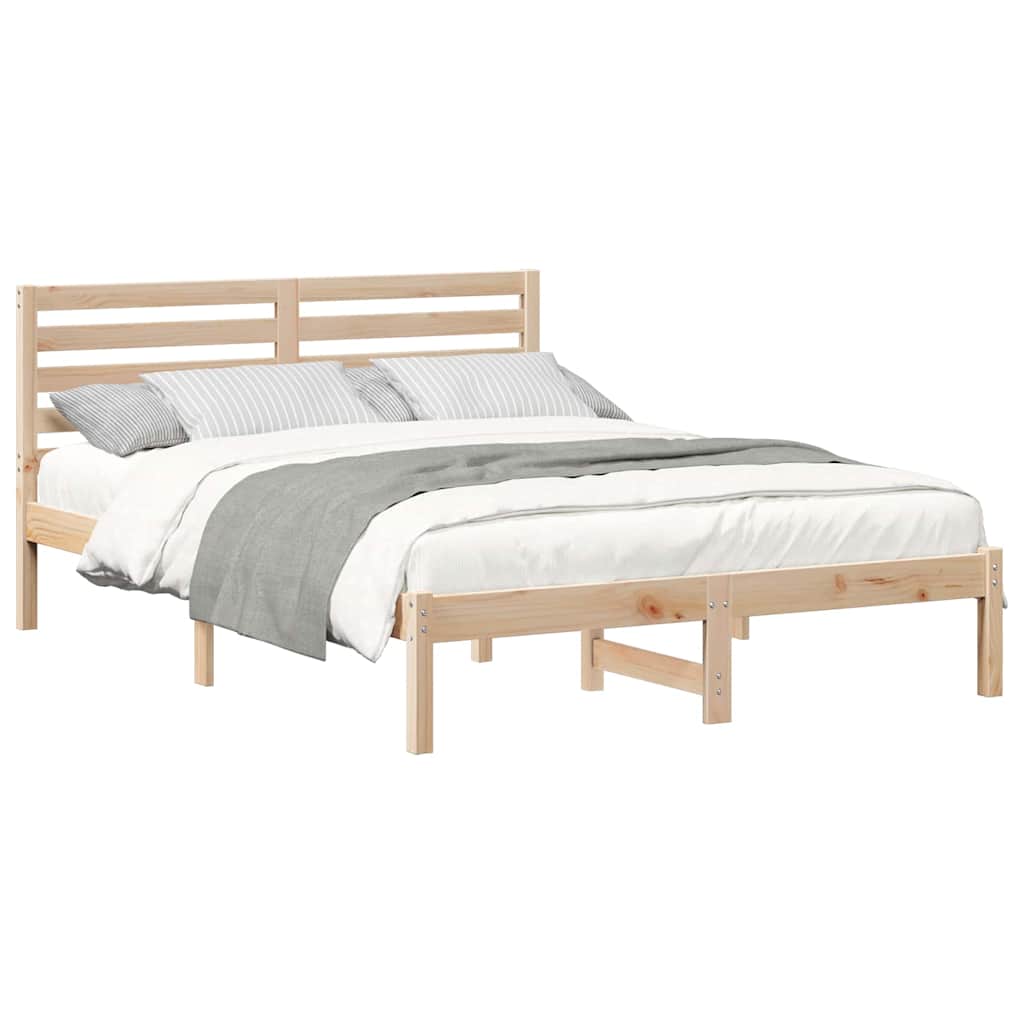 vidaXL Cadru de pat cu headboard Maro 120 x 190 cm Lemn masiv de pin vidaXL Cadru de pat cu headboard Maro 120 x 190 cm Lemn masiv de pin