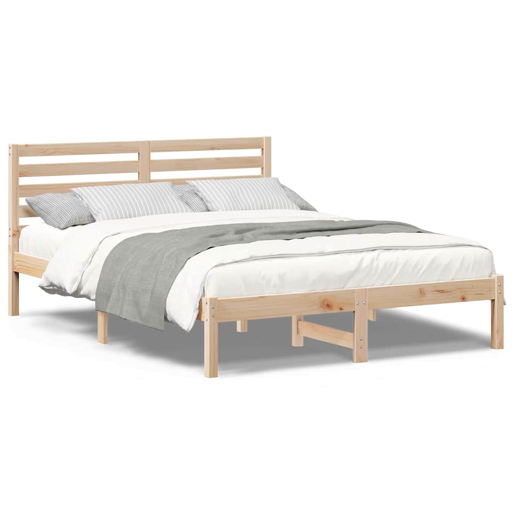 vidaXL Cadru de pat cu headboard Maro 120 x 190 cm Lemn masiv de pin vidaXL Cadru de pat cu headboard Maro 120 x 190 cm Lemn masiv de pin