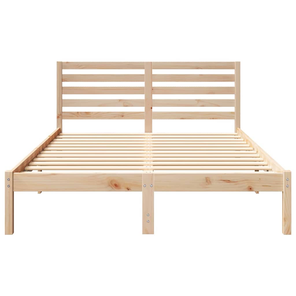 vidaXL Cadru de pat cu headboard Maro 120 x 190 cm Lemn masiv de pin vidaXL Cadru de pat cu headboard Maro 120 x 190 cm Lemn masiv de pin