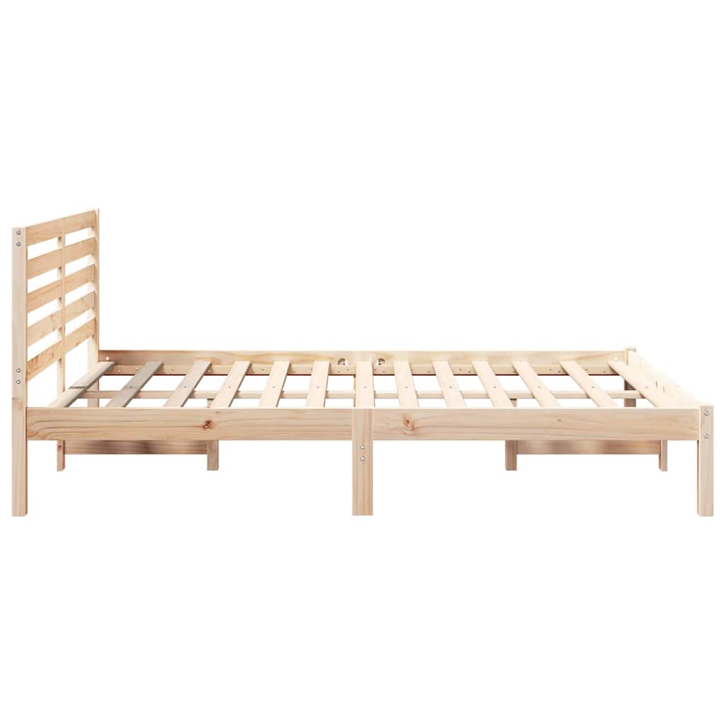 vidaXL Cadru de pat cu headboard Maro 120 x 190 cm Lemn masiv de pin vidaXL Cadru de pat cu headboard Maro 120 x 190 cm Lemn masiv de pin