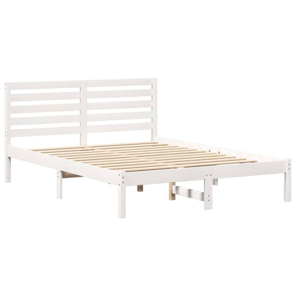 vidaXL Cadru de pat cu headboard Alb 120 x 190 cm Lemn masiv de pin
