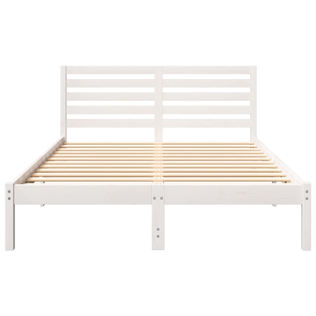 vidaXL Cadru de pat cu headboard Alb 120 x 190 cm Lemn masiv de pin