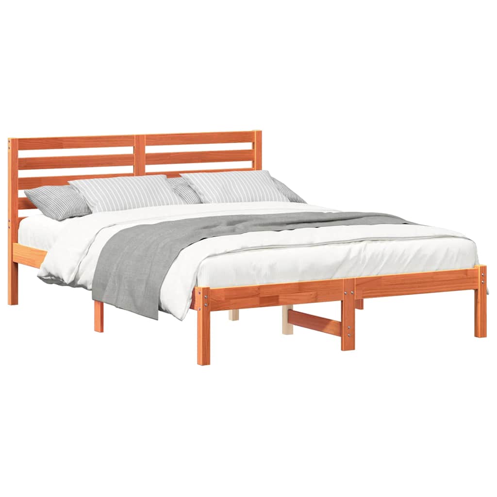 vidaXL Cadru de pat Maro ceruit 140 x 190 cm Lemn masiv de pin vidaXL Cadru de pat Maro ceruit 140 x 190 cm Lemn masiv de pin