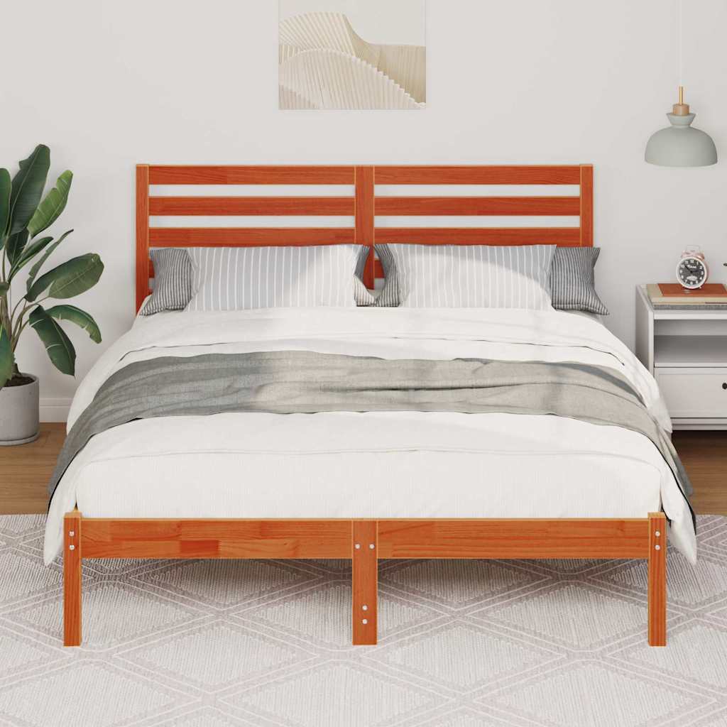 vidaXL Cadru de pat Maro ceruit 140 x 190 cm Lemn masiv de pin vidaXL Cadru de pat Maro ceruit 140 x 190 cm Lemn masiv de pin