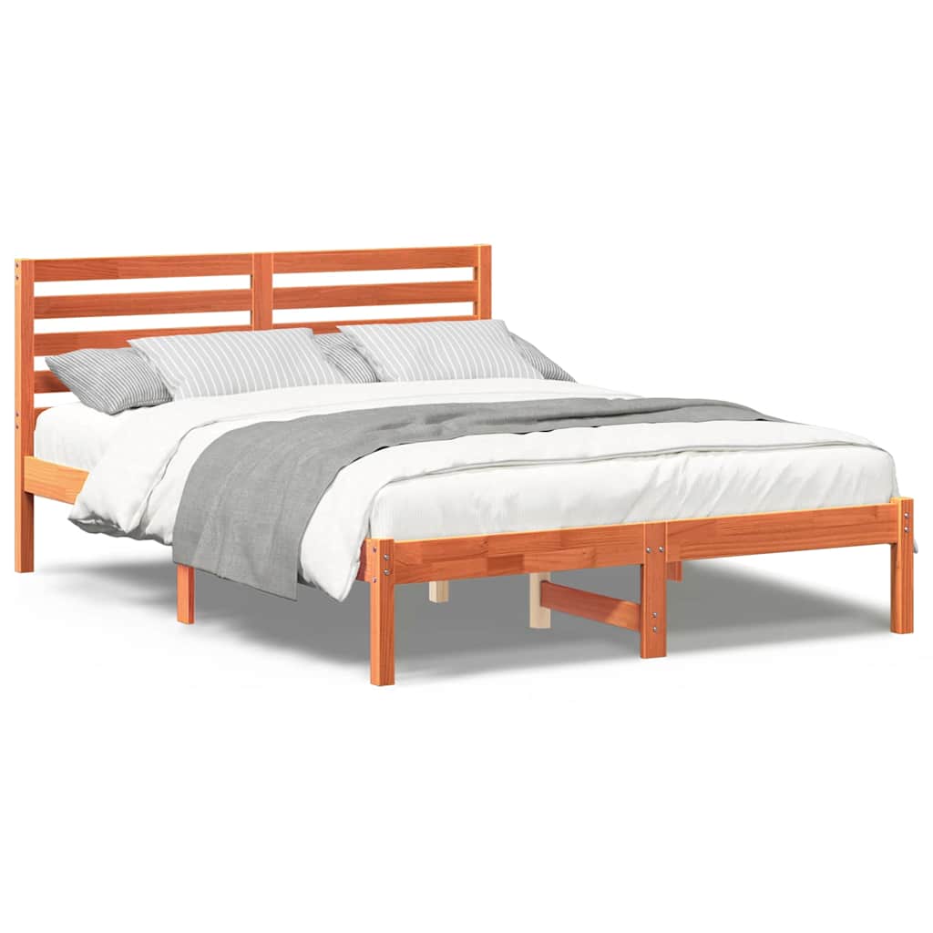 vidaXL Cadru de pat Maro ceruit 135 x 190 cm Lemn masiv de pin vidaXL Cadru de pat Maro ceruit 135 x 190 cm Lemn masiv de pin