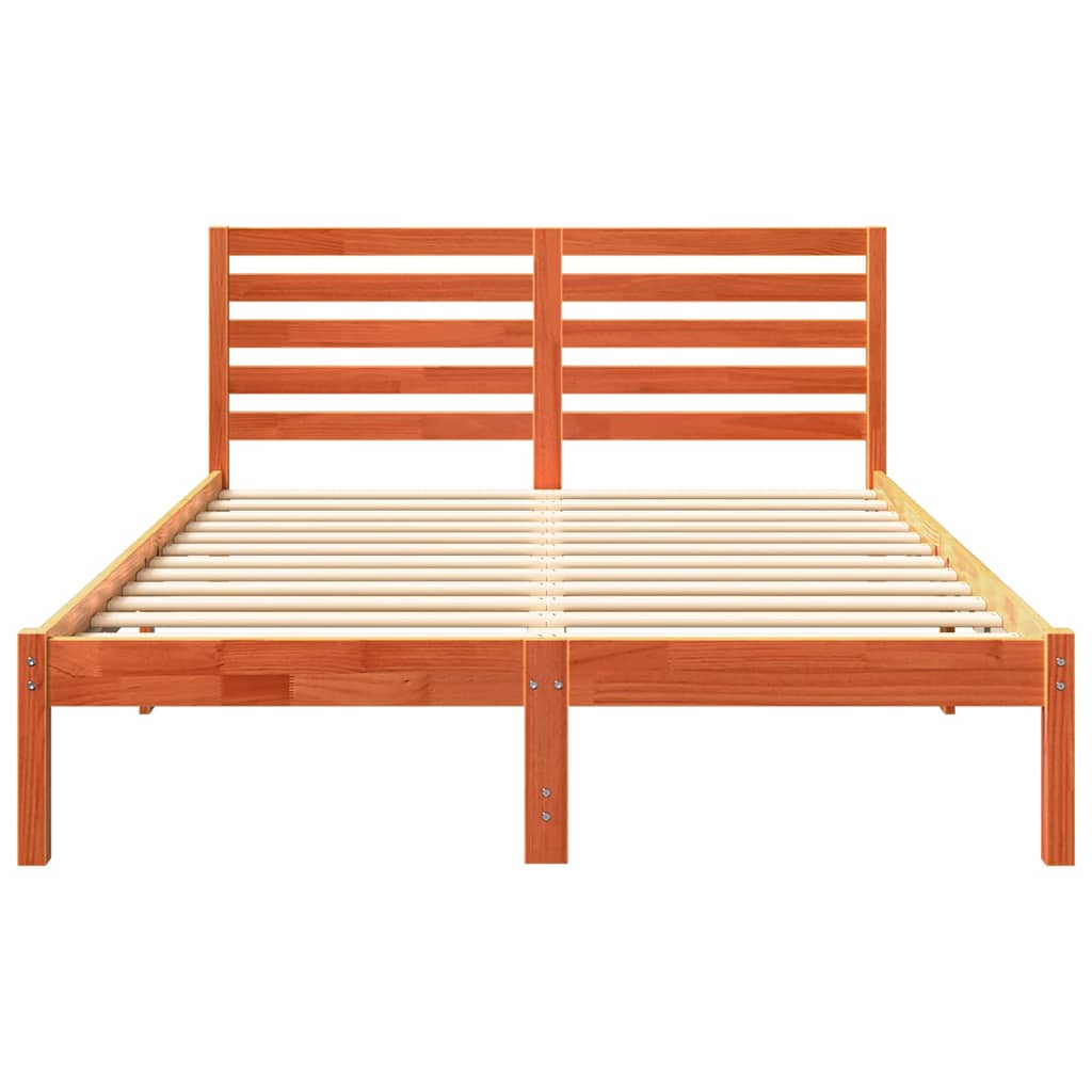 vidaXL Cadru de pat Maro ceruit 135 x 190 cm Lemn masiv de pin vidaXL Cadru de pat Maro ceruit 135 x 190 cm Lemn masiv de pin