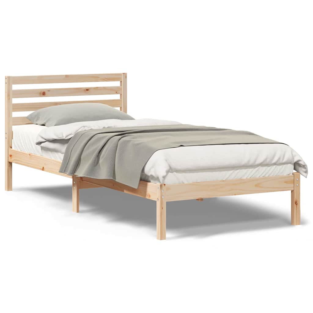 vidaXL Cadru de pat cu headboard Maro 100 x 210 cm Lemn masiv de pin vidaXL Cadru de pat cu headboard Maro 100 x 210 cm Lemn masiv de pin