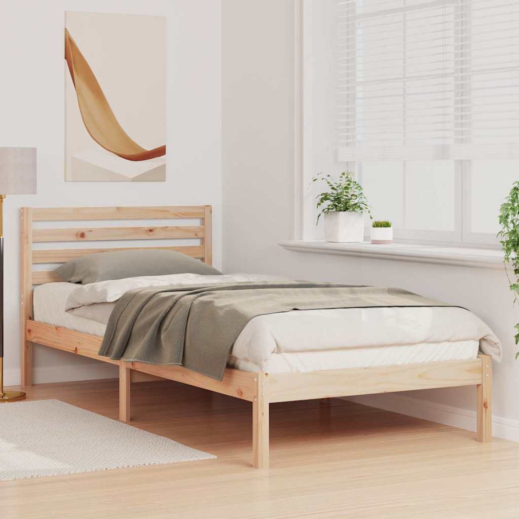vidaXL Cadru de pat cu headboard Maro 100 x 210 cm Lemn masiv de pin vidaXL Cadru de pat cu headboard Maro 100 x 210 cm Lemn masiv de pin