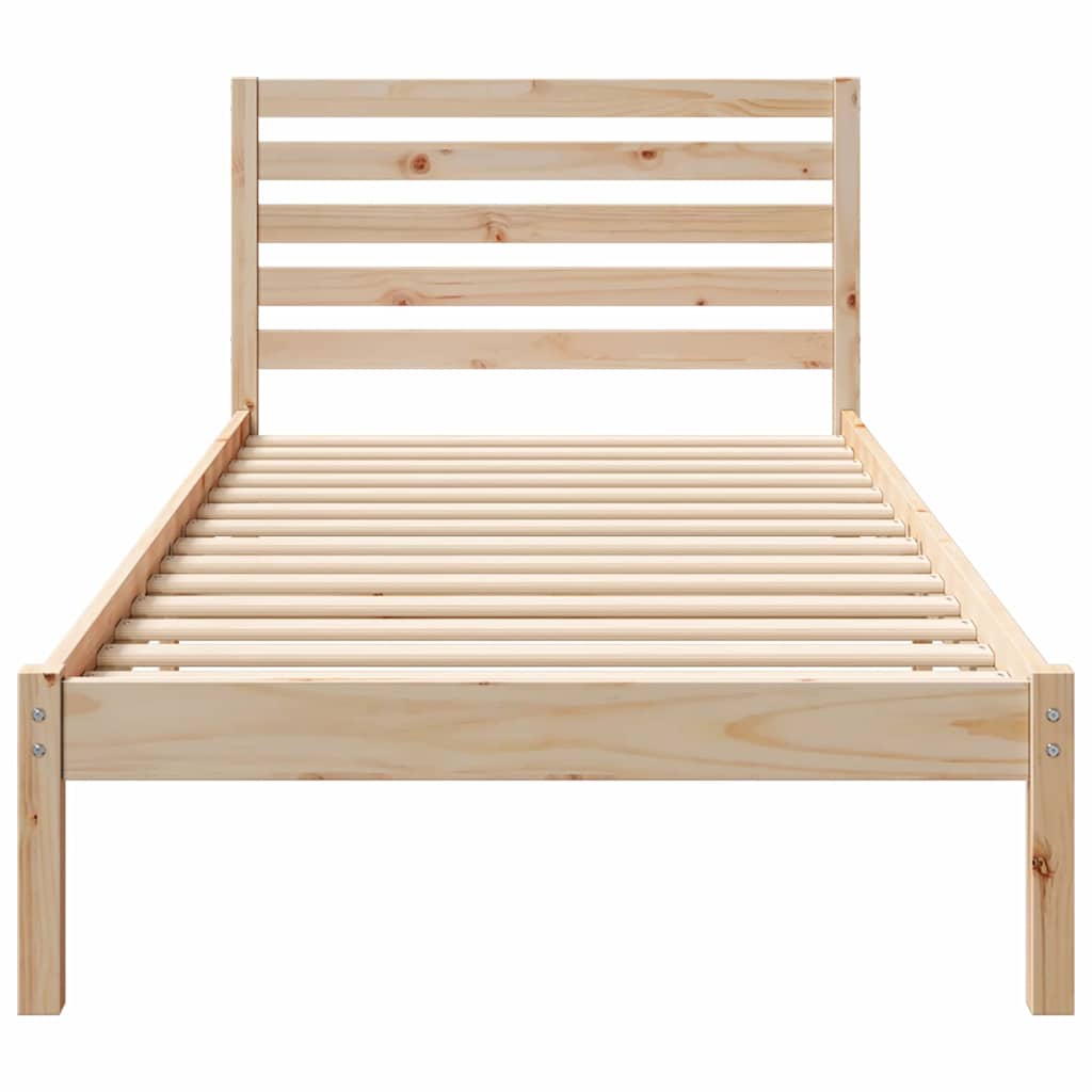 vidaXL Cadru de pat cu headboard Maro 100 x 210 cm Lemn masiv de pin vidaXL Cadru de pat cu headboard Maro 100 x 210 cm Lemn masiv de pin
