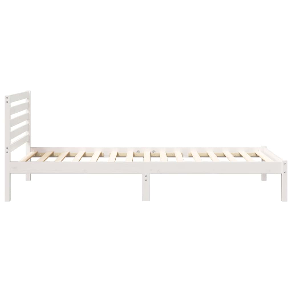 vidaXL Cadru de pat cu headboard Alb 100 x 210 cm Lemn masiv de pin