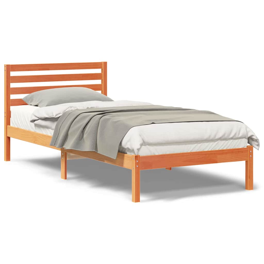 vidaXL Cadru de pat Maro ceruit 100 x 210 cm Lemn masiv de pin vidaXL Cadru de pat Maro ceruit 100 x 210 cm Lemn masiv de pin