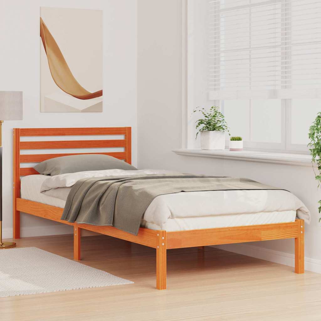 vidaXL Cadru de pat Maro ceruit 100 x 210 cm Lemn masiv de pin vidaXL Cadru de pat Maro ceruit 100 x 210 cm Lemn masiv de pin