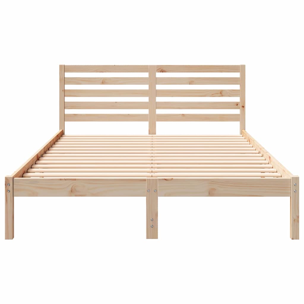 vidaXL Cadru de pat cu headboard Maro 140 x 210 cm Lemn masiv de pin vidaXL Cadru de pat cu headboard Maro 140 x 210 cm Lemn masiv de pin
