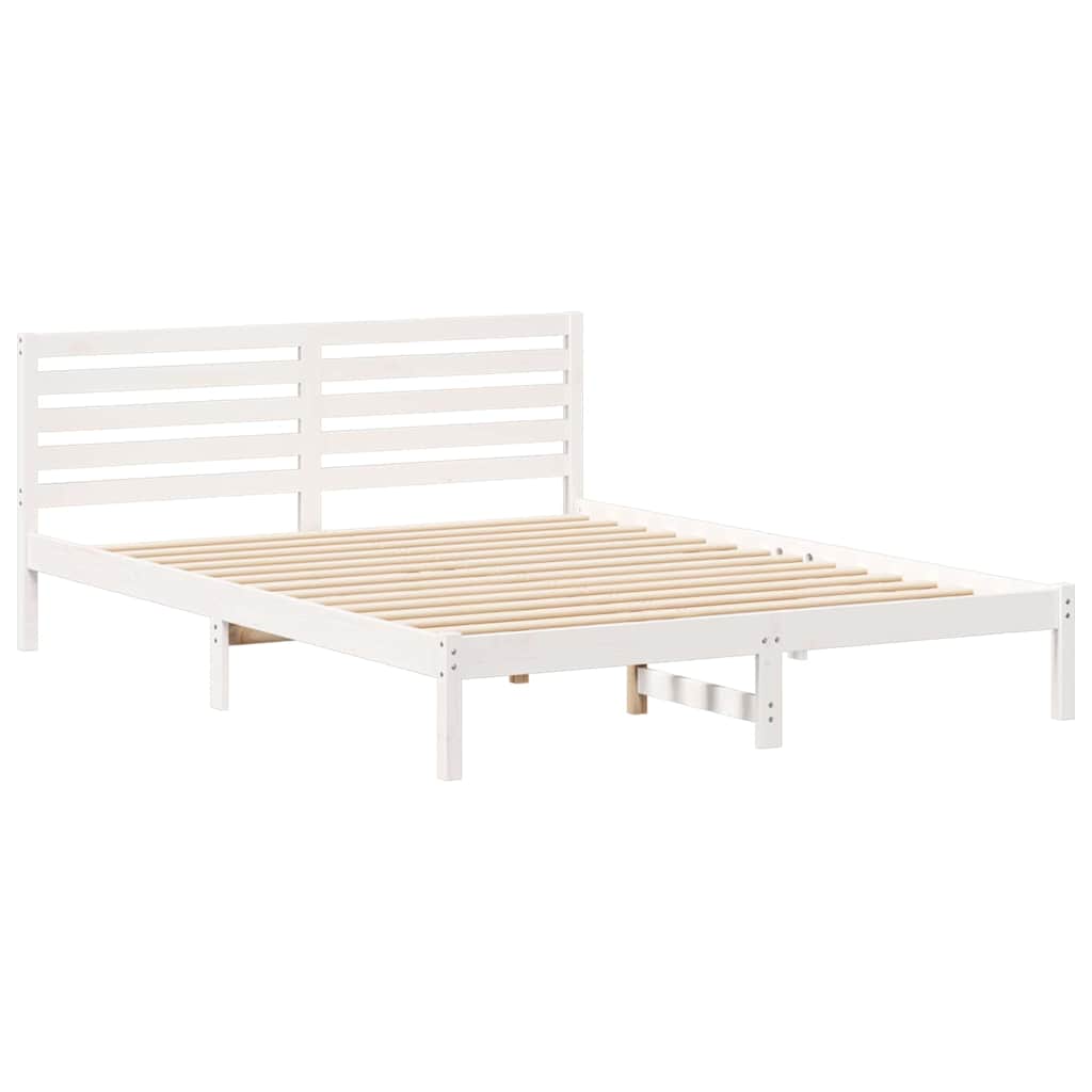 vidaXL Cadru de pat cu headboard Alb 160 x 210 cm Lemn masiv de pin vidaXL Cadru de pat cu headboard Alb 160 x 210 cm Lemn masiv de pin