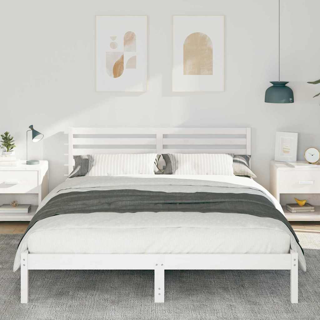 vidaXL Cadru de pat cu headboard Alb 160 x 210 cm Lemn masiv de pin vidaXL Cadru de pat cu headboard Alb 160 x 210 cm Lemn masiv de pin