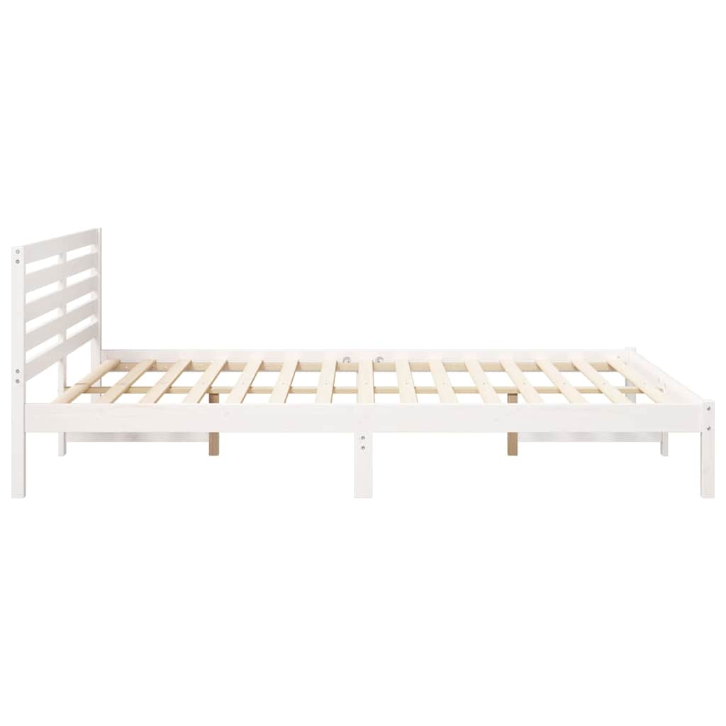 vidaXL Cadru de pat cu headboard Alb 160 x 210 cm Lemn masiv de pin vidaXL Cadru de pat cu headboard Alb 160 x 210 cm Lemn masiv de pin
