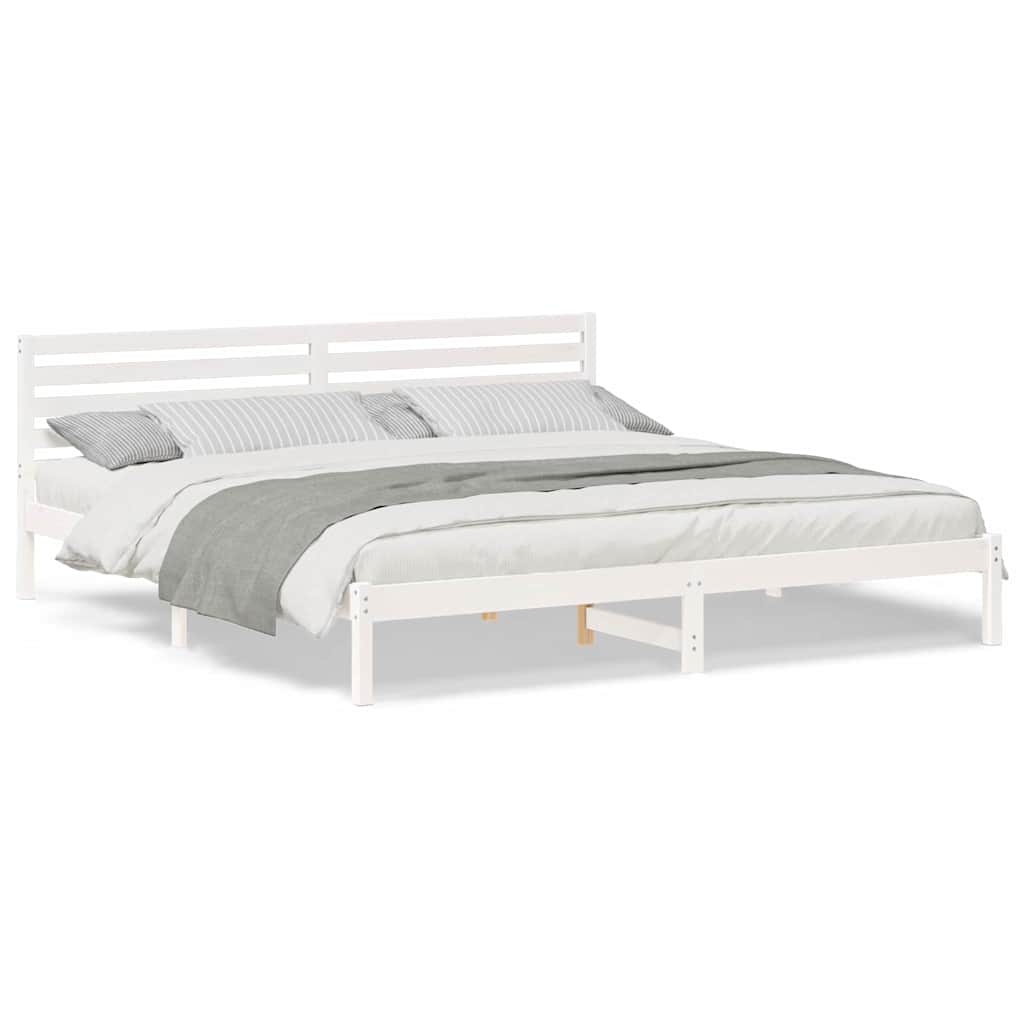 vidaXL Cadru de pat cu headboard Alb 200 x 210 cm Lemn masiv de pin vidaXL Cadru de pat cu headboard Alb 200 x 210 cm Lemn masiv de pin