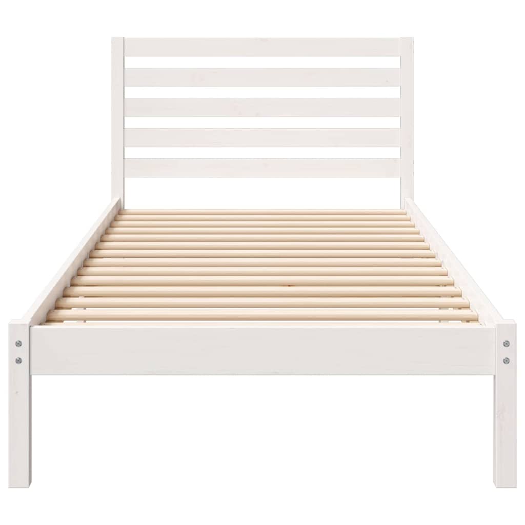vidaXL Cadru de pat cu headboard Alb 100 x 220 cm Lemn masiv de pin