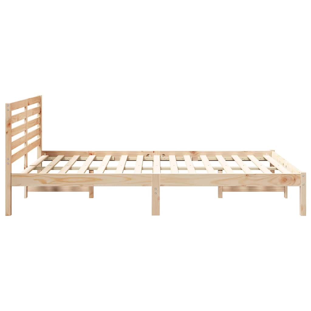 vidaXL Cadru de pat cu headboard Maro 140 x 220 cm Lemn masiv de pin