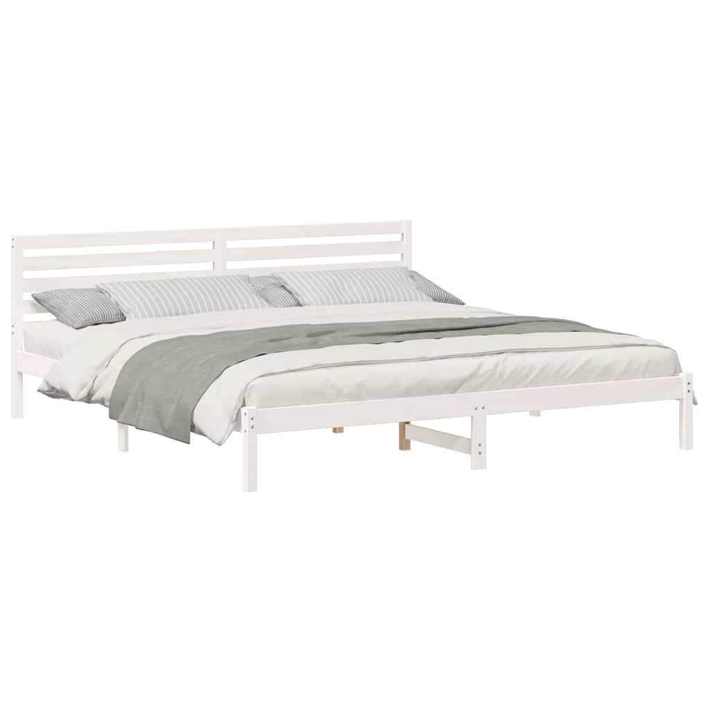 vidaXL Cadru de pat cu headboard Alb 180 x 220 cm Lemn masiv de pin vidaXL Cadru de pat cu headboard Alb 180 x 220 cm Lemn masiv de pin