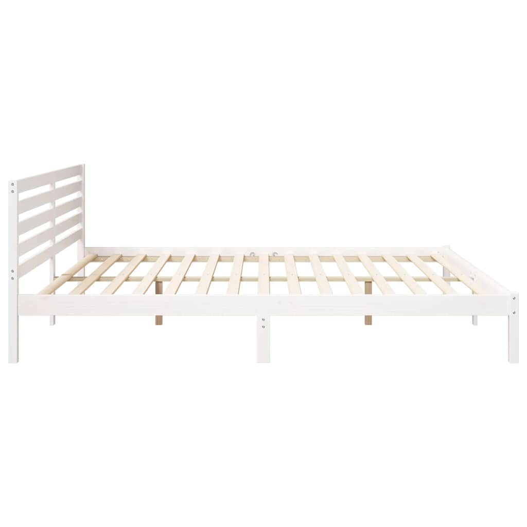 vidaXL Cadru de pat cu headboard Alb 180 x 220 cm Lemn masiv de pin vidaXL Cadru de pat cu headboard Alb 180 x 220 cm Lemn masiv de pin