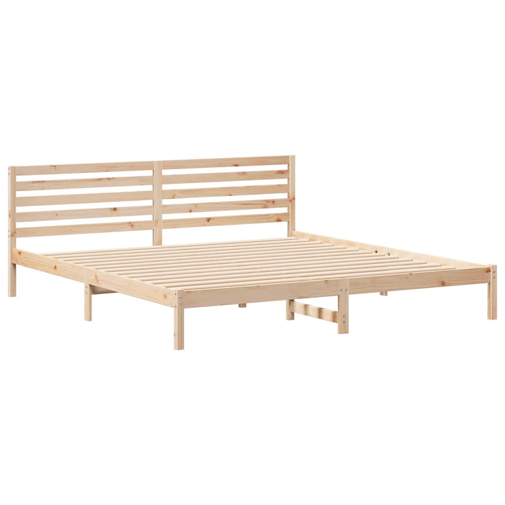vidaXL Cadru de pat cu headboard Maro 200 x 220 cm Lemn masiv de pin vidaXL Cadru de pat cu headboard Maro 200 x 220 cm Lemn masiv de pin