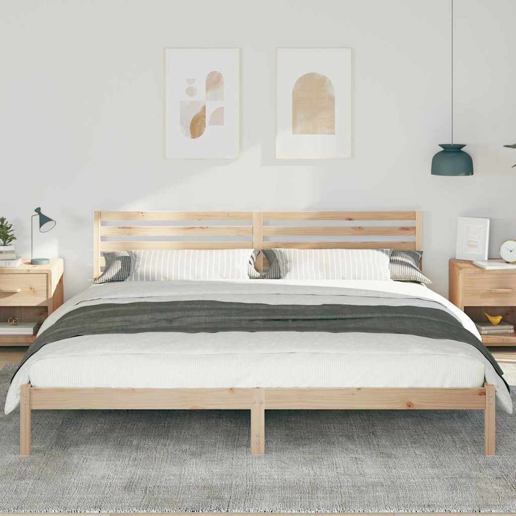 vidaXL Cadru de pat cu headboard Maro 200 x 220 cm Lemn masiv de pin vidaXL Cadru de pat cu headboard Maro 200 x 220 cm Lemn masiv de pin
