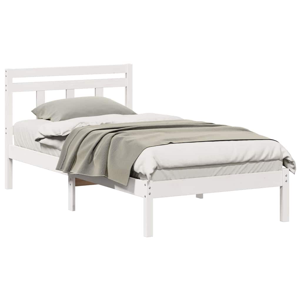 vidaXL Cadru de pat Alb 100 x 200 cm Lemn masiv de pin