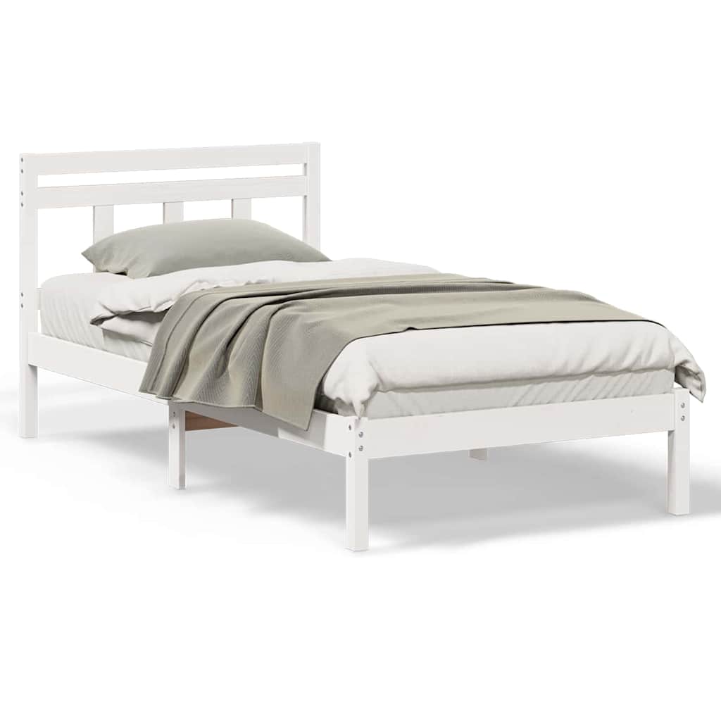 vidaXL Cadru de pat Alb 100 x 200 cm Lemn masiv de pin