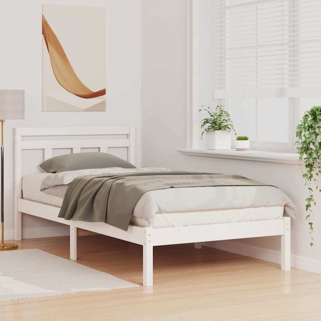 vidaXL Cadru de pat Alb 100 x 200 cm Lemn masiv de pin