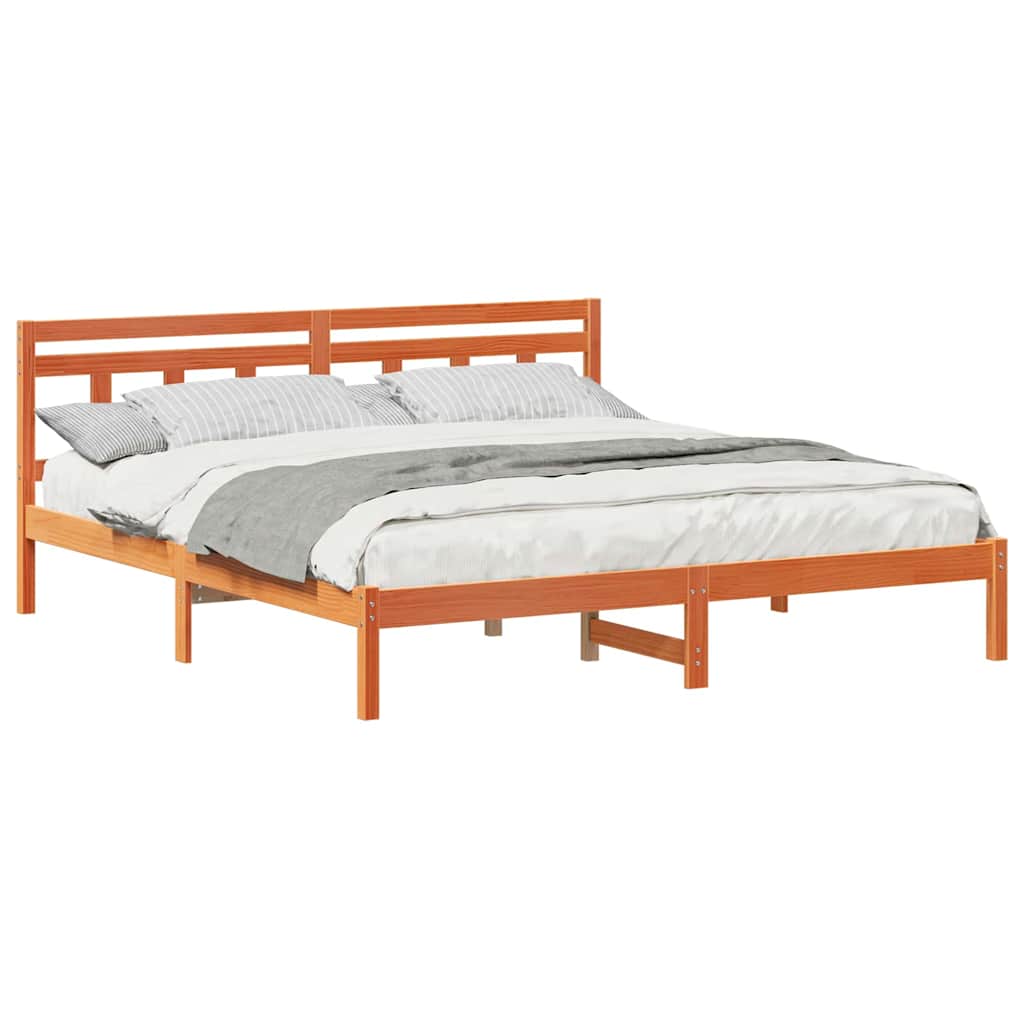 vidaXL Cadru de pat cu headboard Maro Lemn de brad vidaXL Cadru de pat cu headboard Maro Lemn de brad