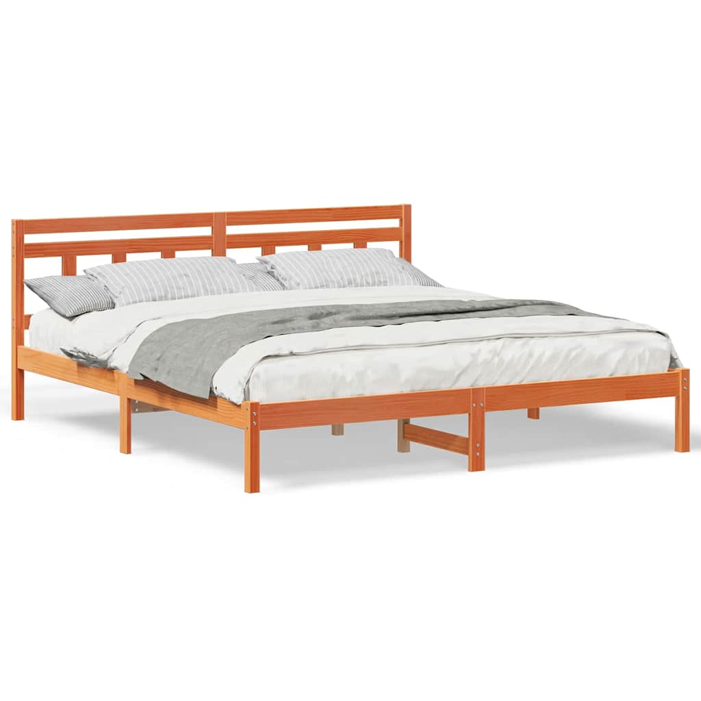 vidaXL Cadru de pat cu headboard Maro Lemn de brad vidaXL Cadru de pat cu headboard Maro Lemn de brad
