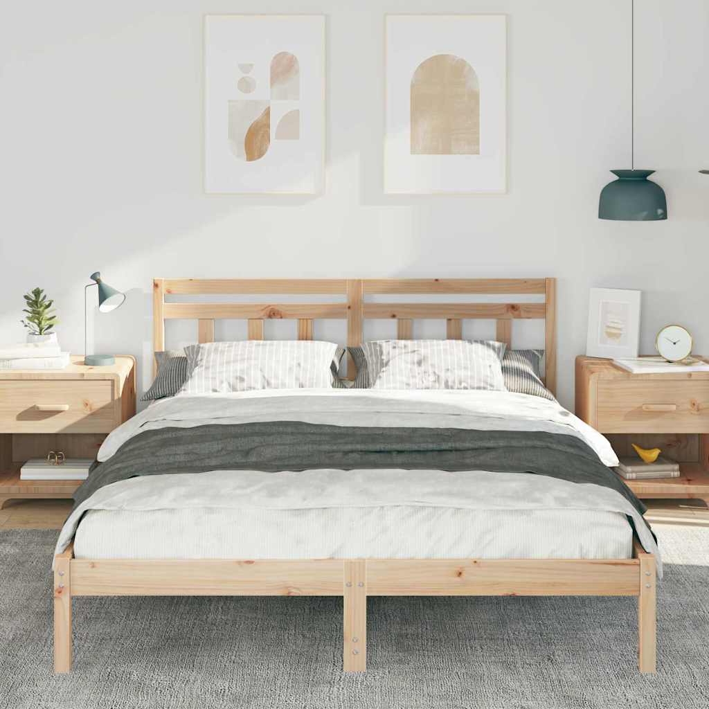 vidaXL Cadru de pat cu headboard Maro Lemn masiv de pin vidaXL Cadru de pat cu headboard Maro Lemn masiv de pin
