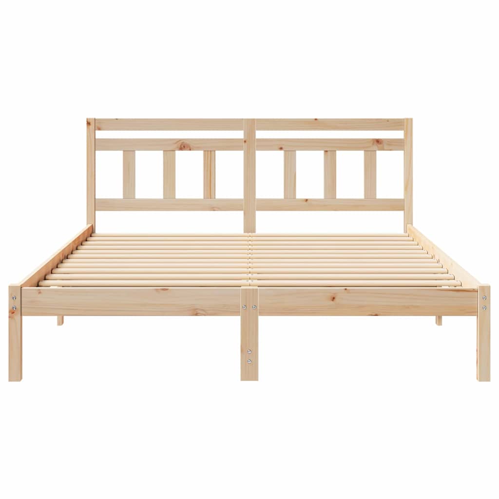 vidaXL Cadru de pat cu headboard Maro Lemn masiv de pin vidaXL Cadru de pat cu headboard Maro Lemn masiv de pin