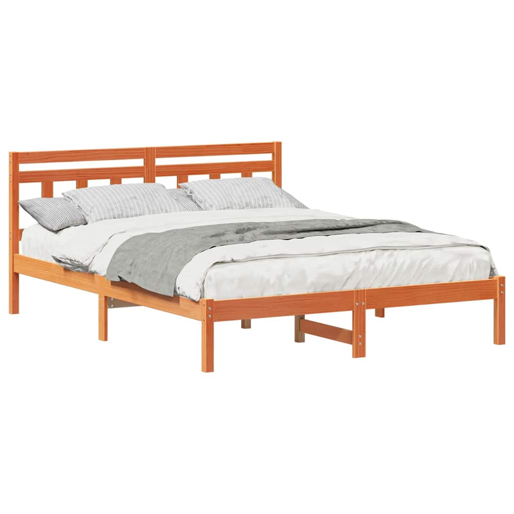 vidaXL Cadru de pat cu headboard Maro Lemn masiv de pin vidaXL Cadru de pat cu headboard Maro Lemn masiv de pin
