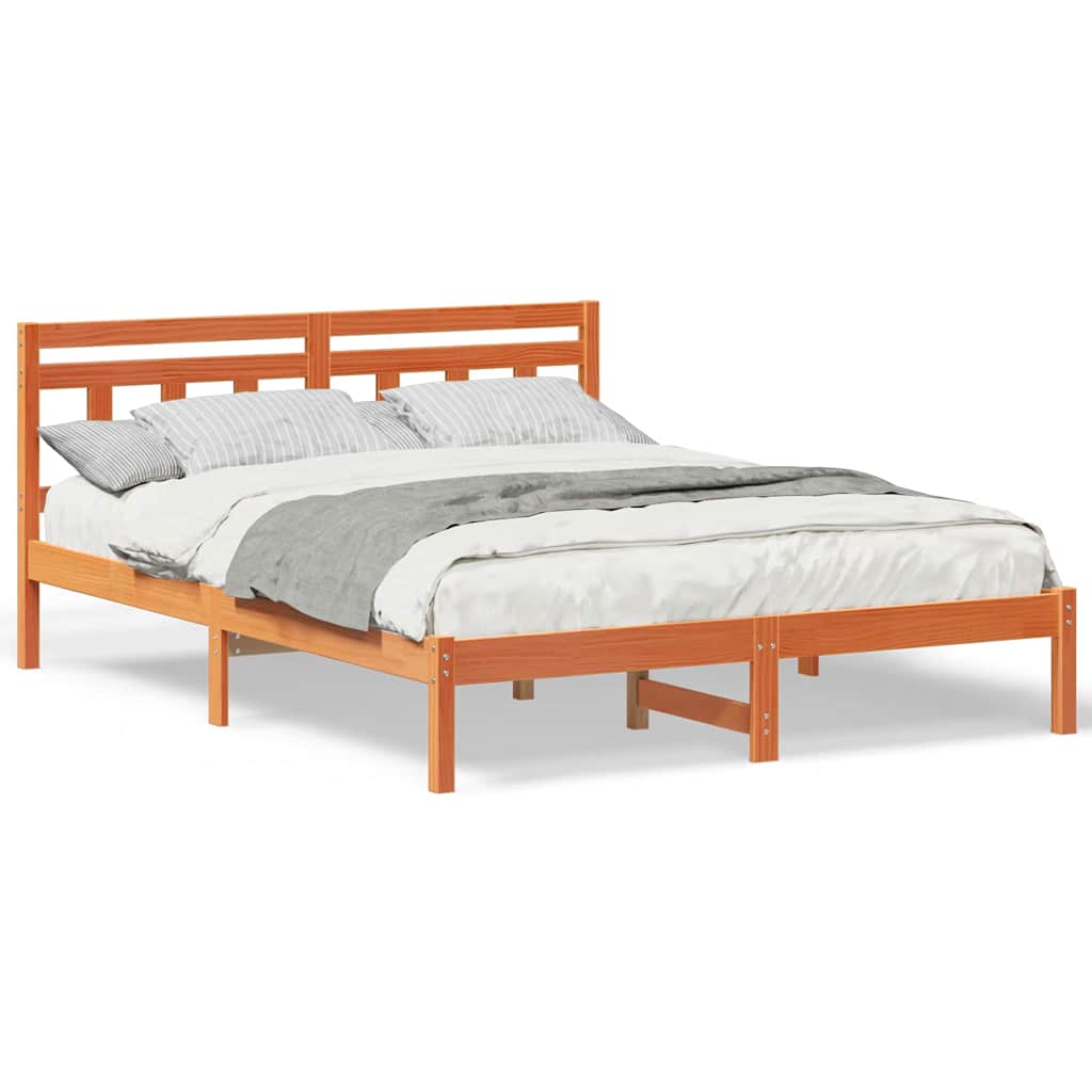 vidaXL Cadru de pat cu headboard Maro Lemn masiv de pin vidaXL Cadru de pat cu headboard Maro Lemn masiv de pin
