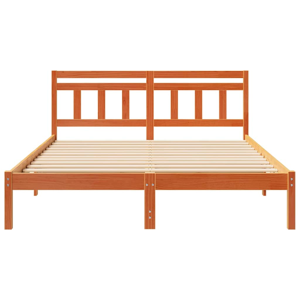 vidaXL Cadru de pat cu headboard Maro Lemn masiv de pin vidaXL Cadru de pat cu headboard Maro Lemn masiv de pin