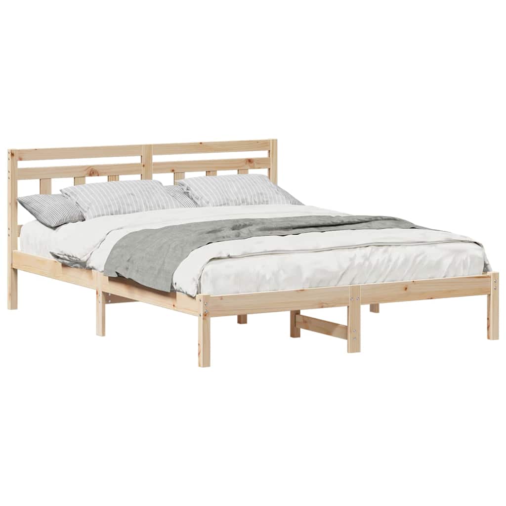 vidaXL Cadru de pat cu headboard Maro Lemn masiv de pin vidaXL Cadru de pat cu headboard Maro Lemn masiv de pin