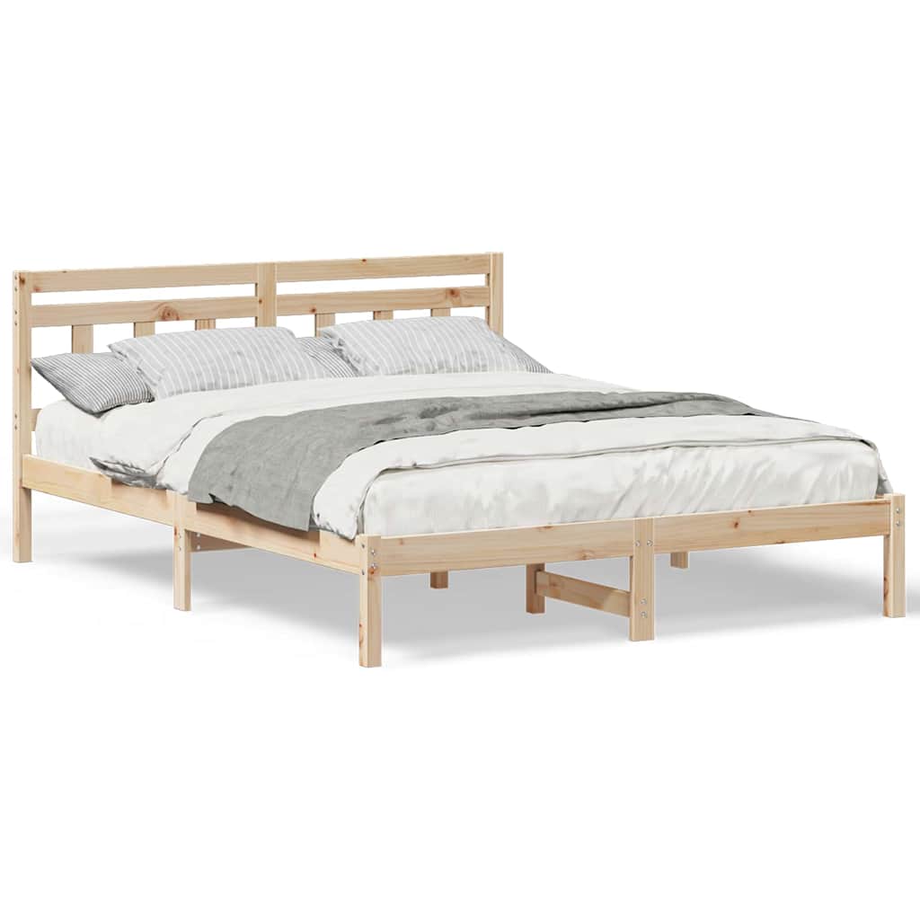 vidaXL Cadru de pat cu headboard Maro Lemn masiv de pin vidaXL Cadru de pat cu headboard Maro Lemn masiv de pin
