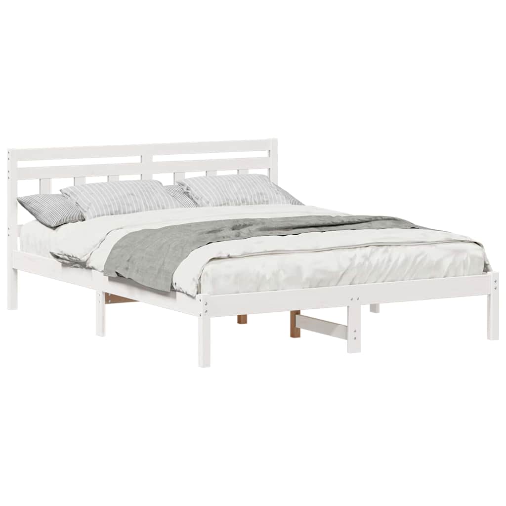 vidaXL Cadru de pat cu headboard Alb Lemn de brad vidaXL Cadru de pat cu headboard Alb Lemn de brad