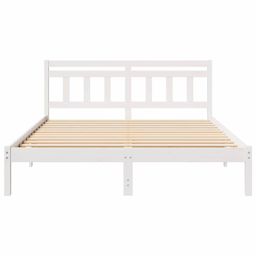 vidaXL Cadru de pat cu headboard Alb Lemn de brad vidaXL Cadru de pat cu headboard Alb Lemn de brad