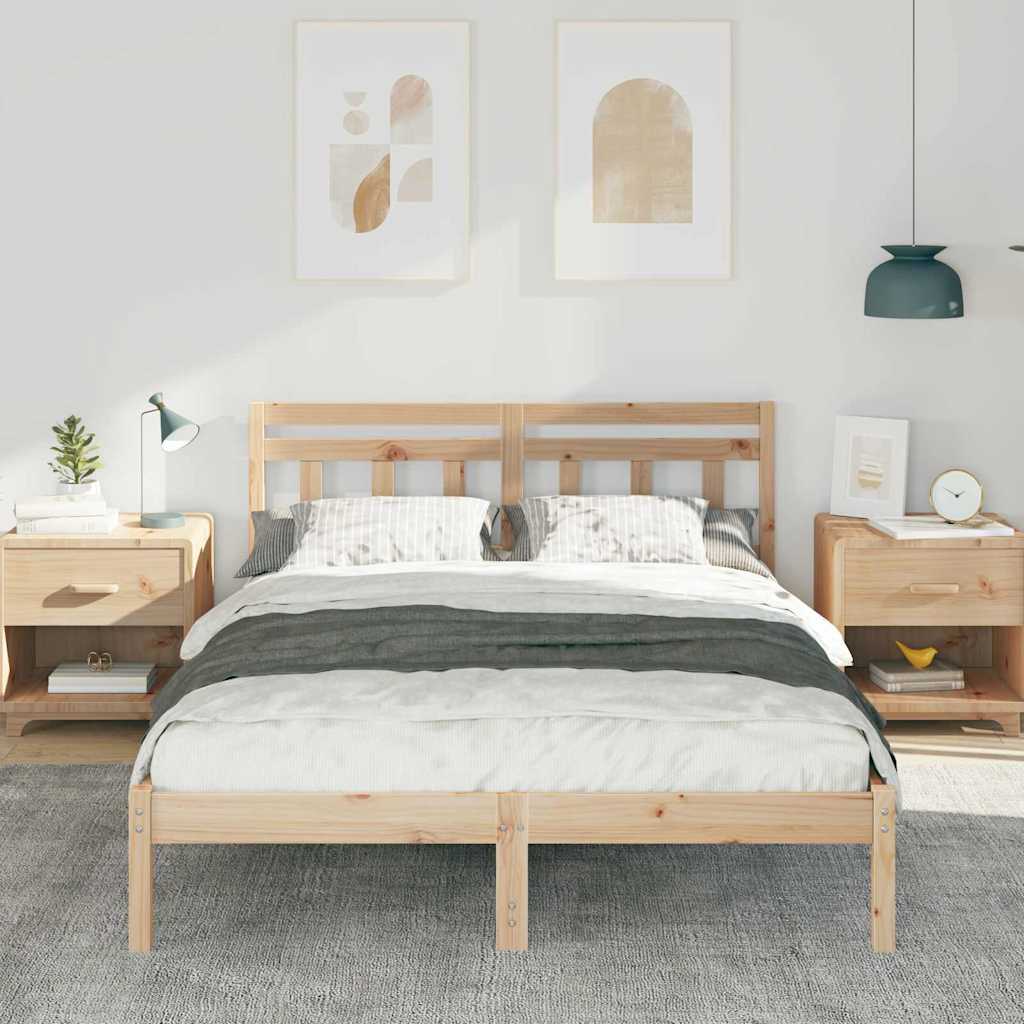 vidaXL Cadru de pat cu headboard Maro Lemn de brad vidaXL Cadru de pat cu headboard Maro Lemn de brad