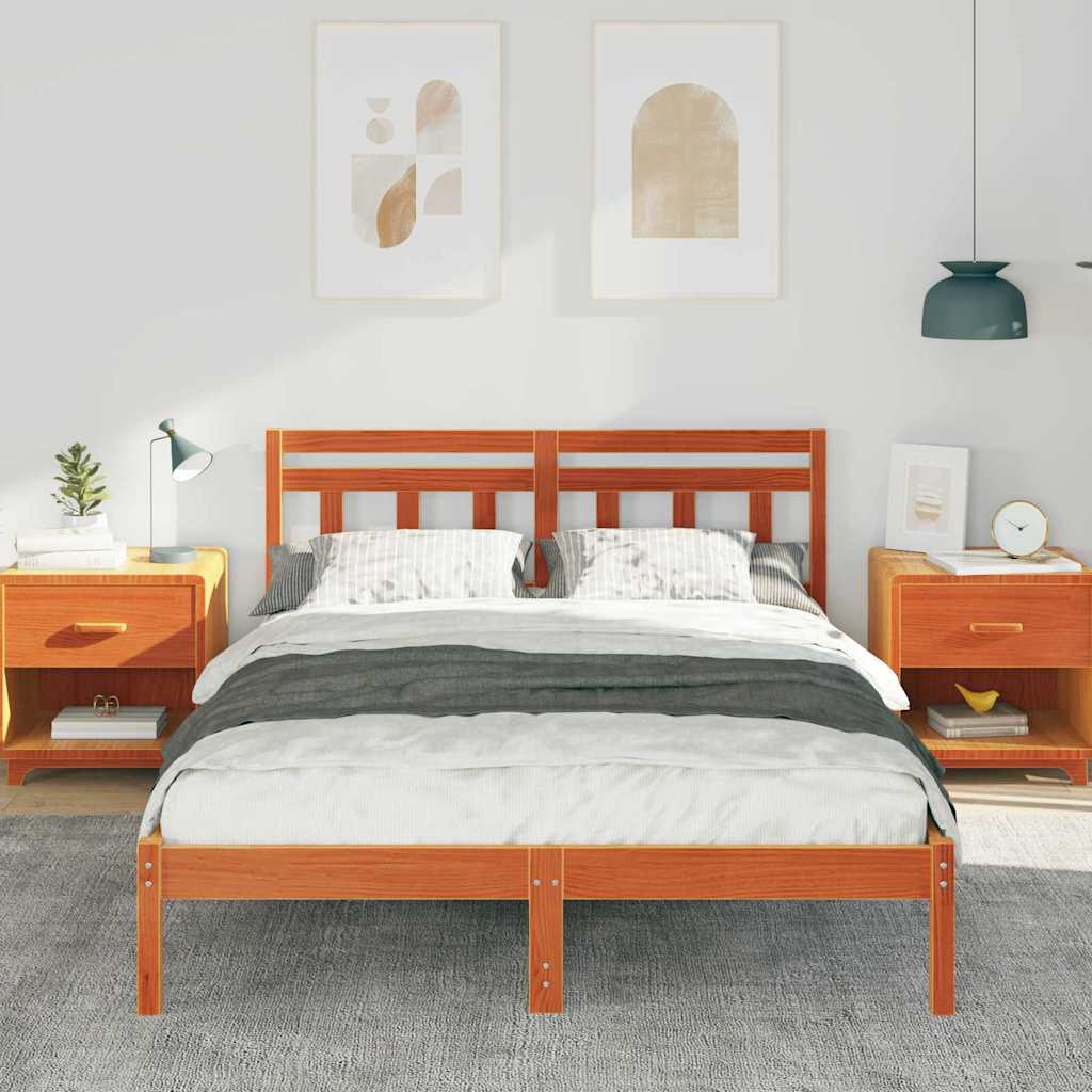 vidaXL Cadru de pat cu headboard Maro Lemn masiv de pin vidaXL Cadru de pat cu headboard Maro Lemn masiv de pin