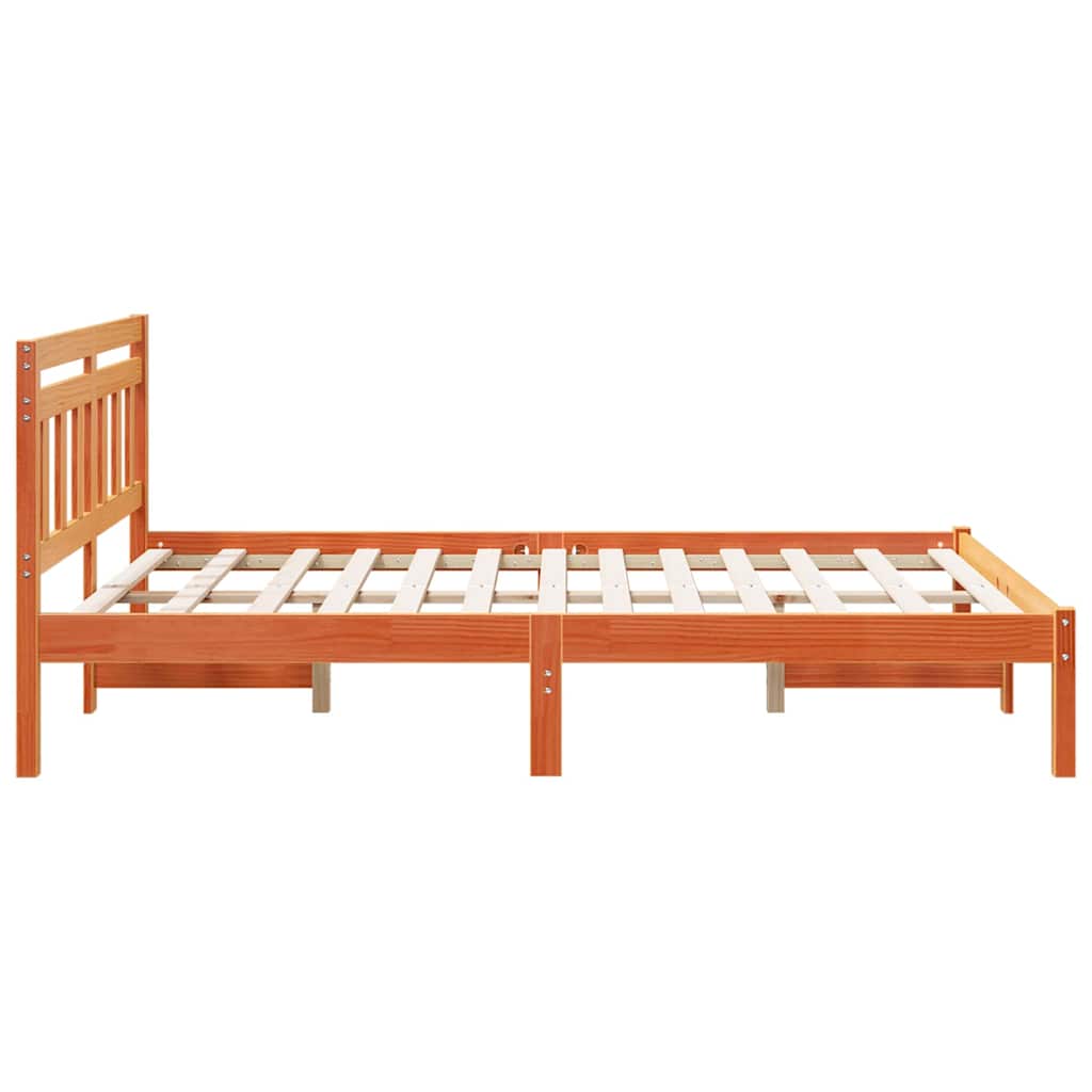 vidaXL Cadru de pat cu headboard Maro Lemn masiv de pin vidaXL Cadru de pat cu headboard Maro Lemn masiv de pin