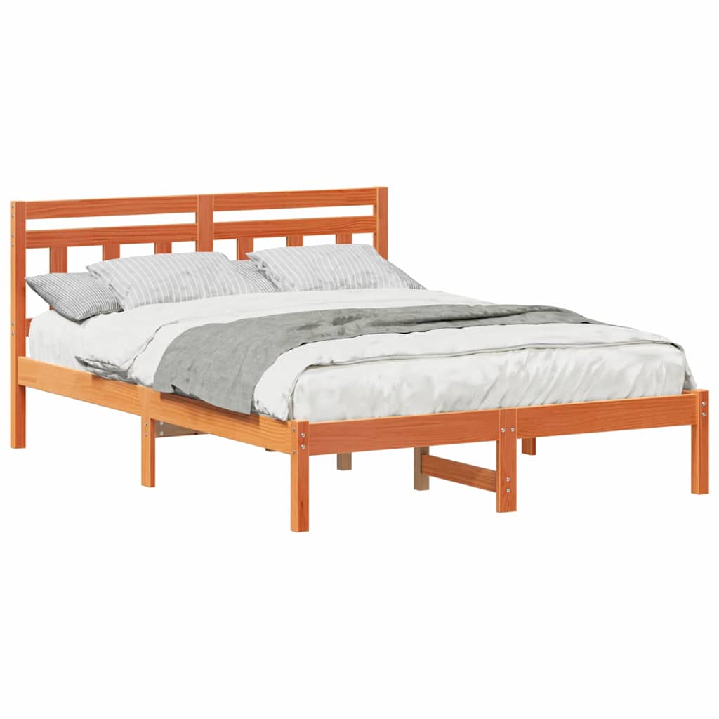vidaXL Cadru de pat cu headboard Maro Lemn masiv de pin vidaXL Cadru de pat cu headboard Maro Lemn masiv de pin