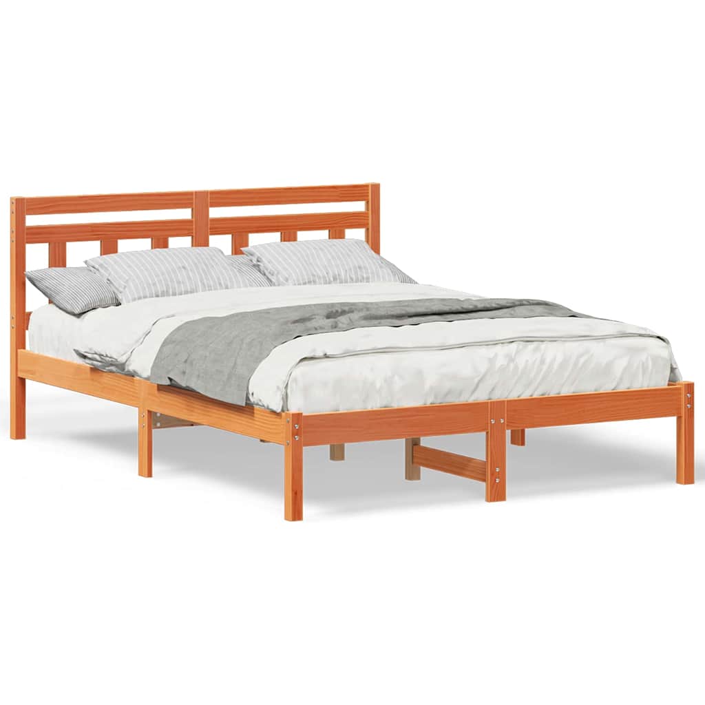 vidaXL Cadru de pat cu headboard Maro Lemn masiv de pin vidaXL Cadru de pat cu headboard Maro Lemn masiv de pin