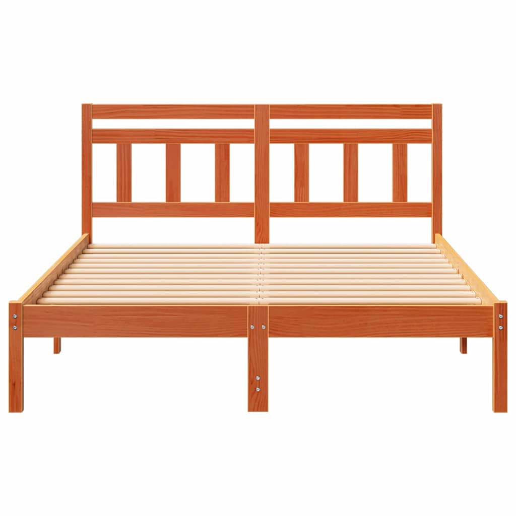 vidaXL Cadru de pat cu headboard Maro Lemn masiv de pin vidaXL Cadru de pat cu headboard Maro Lemn masiv de pin